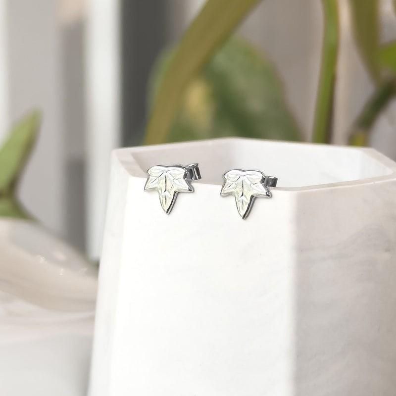 Silver Ivy Leaf Stud Earrings E2159