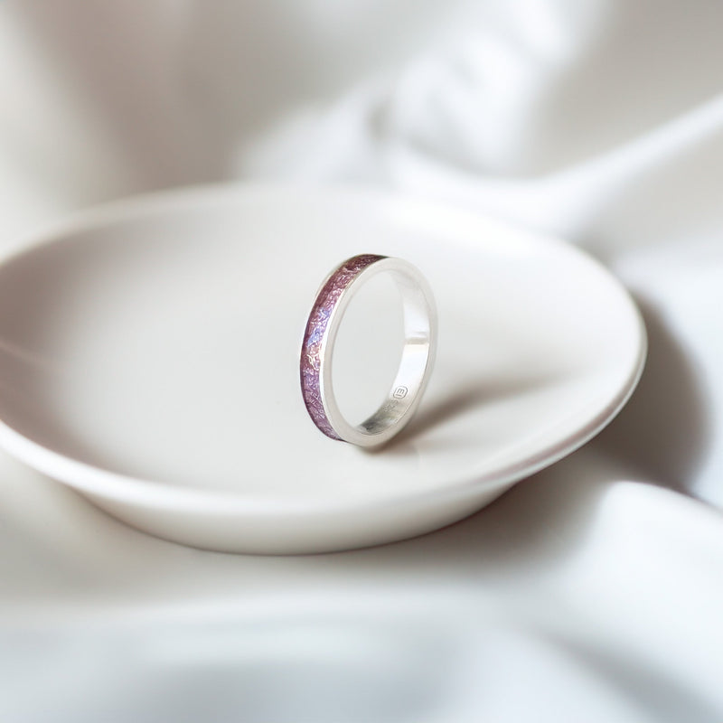 Freyja - Bifröst Silver Enamel Ring (Deep Rose Pink) ER149