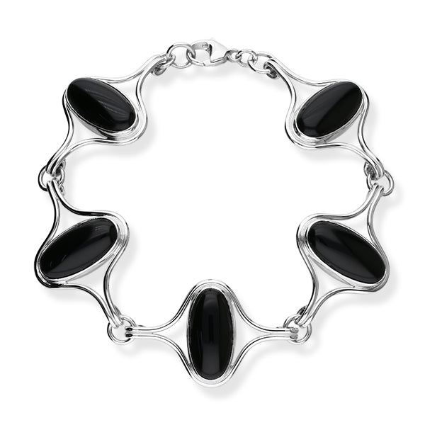 Sterling Silver Bracelet with Black Onxy Stones SBL2