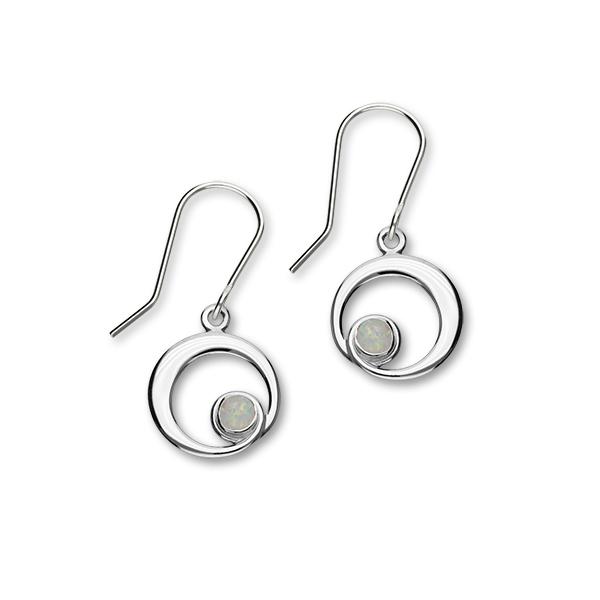 October Birthstone Silver Earrings SE373 White Opal