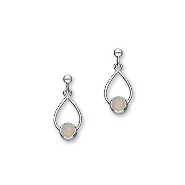 Simply Stylish Sterling Silver & White Opal Drop Earrings, SE374