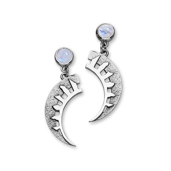 Solstice Ring of Brodgar Sterling Silver & Moonstone Earrings, SE420