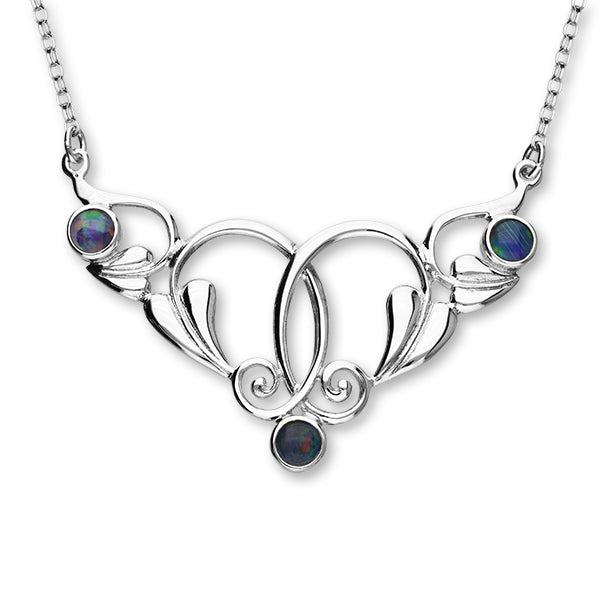 Art Nouveau Sterling Silver Necklet with Triplet Opal stones