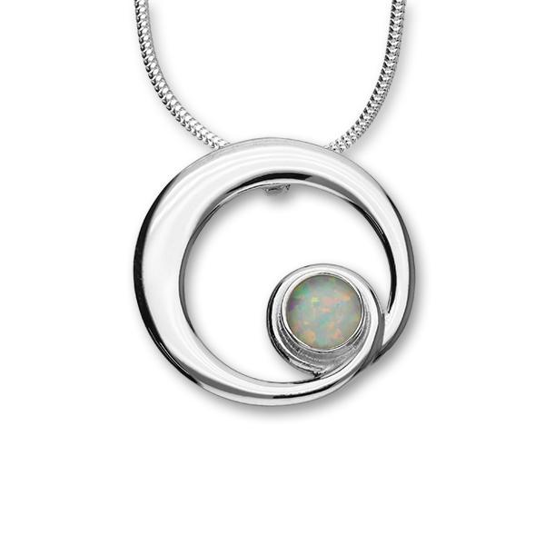 October Birthstone Silver Pendant SP278 White Opal