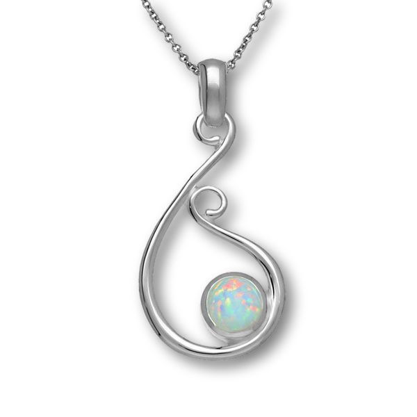 Flourish Silver Pendant SP292 White Opal