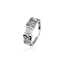 Celtic Silver Ring SR110 White Opal