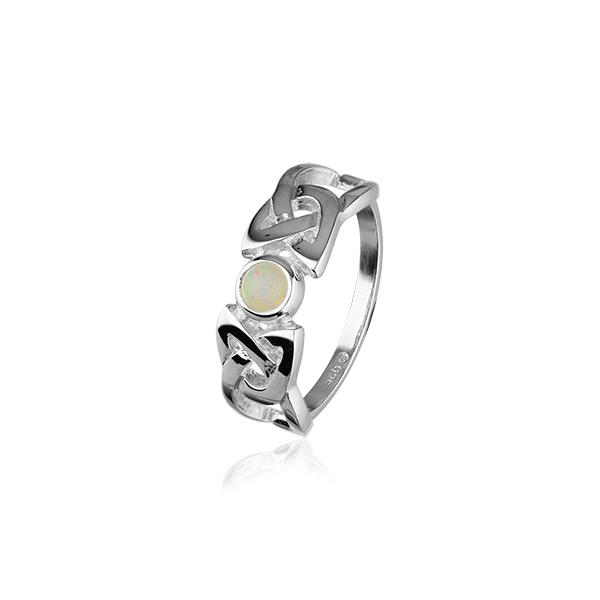 Celtic Silver Ring SR110 White Opal