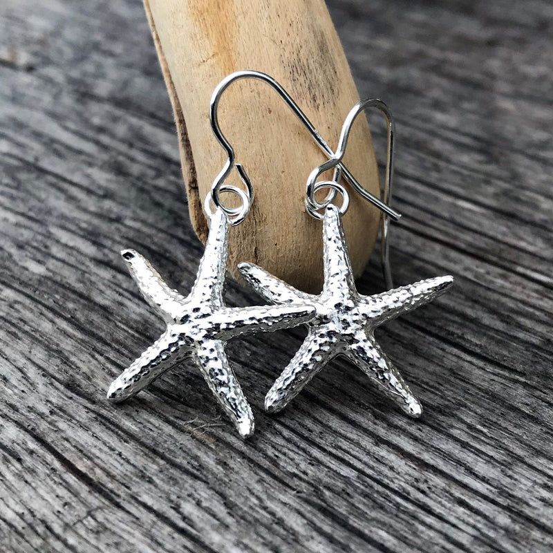 Sterling Silver Starfish Dangle Earrings E2049