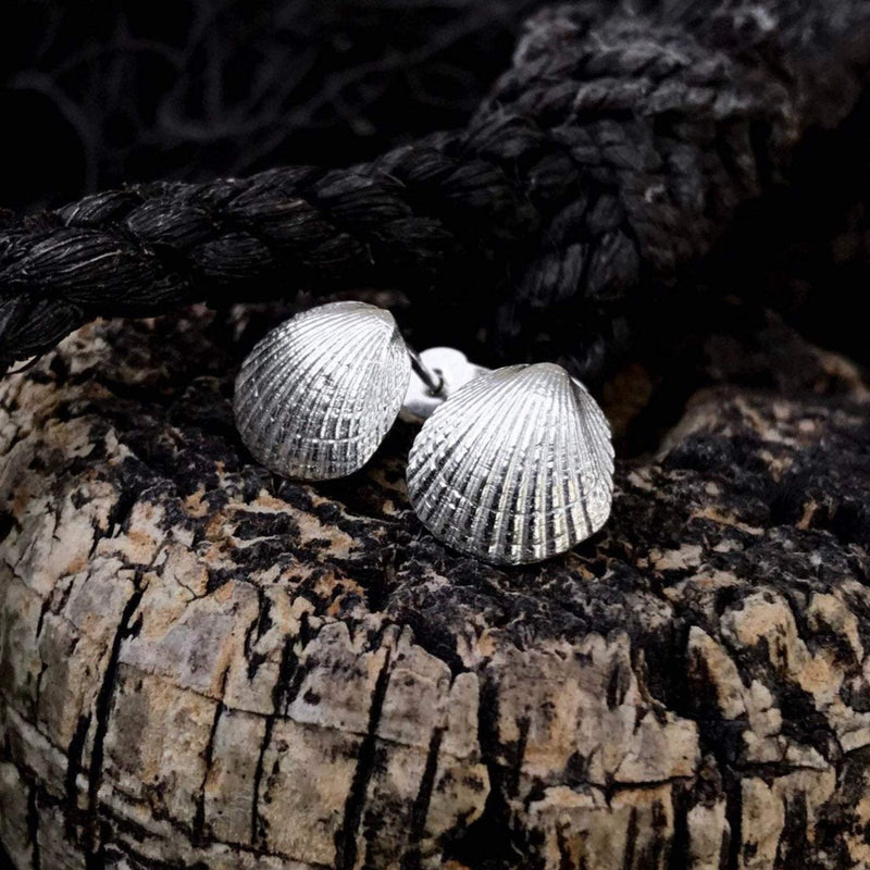 Sterling Silver Cockle Shell Stud Earrings E2152