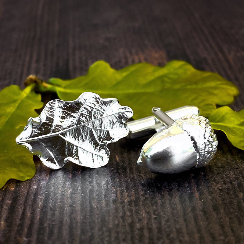 Sterling Silver Acorn and Oak Leaf Cufflinks CL221