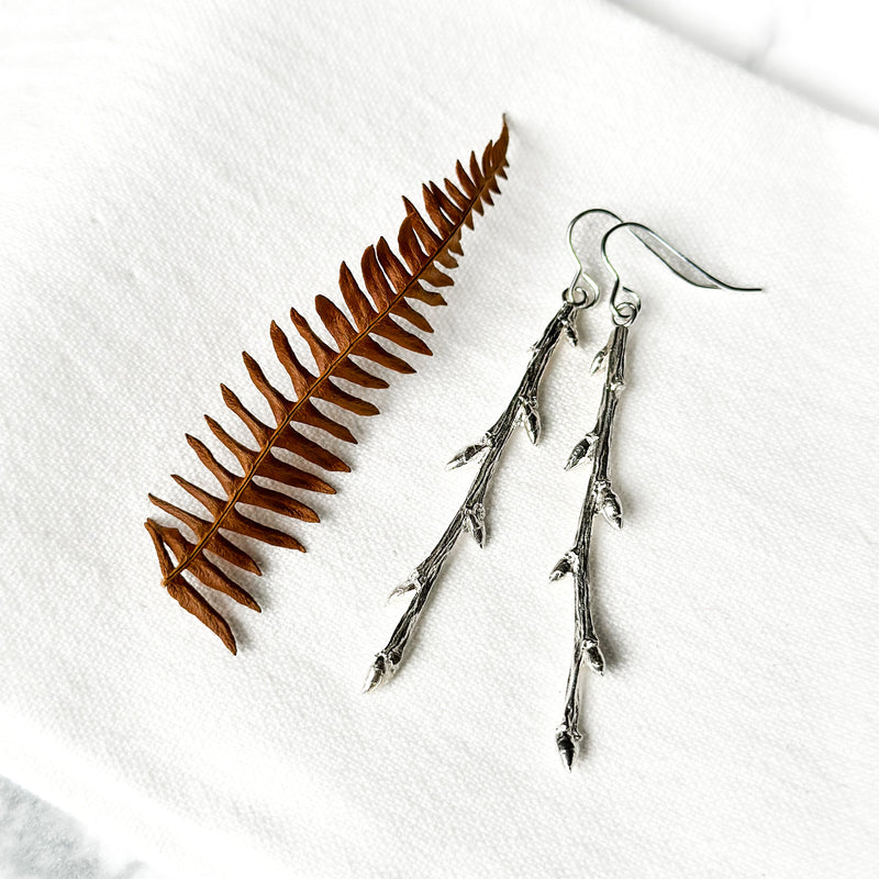 Sterling Silver Elm Twig Earrings E1996