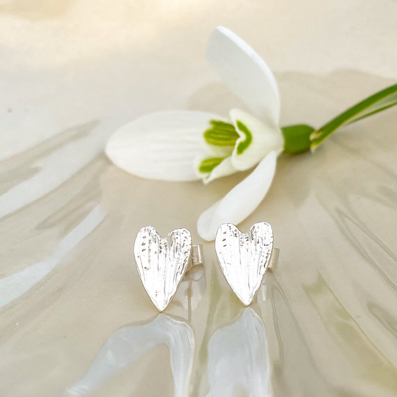 Silver Snowdrop Petal 'Heart' Earrings E2032
