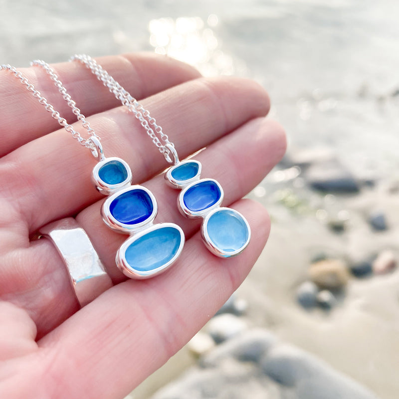 Sterling Silver Round Balance Pebble Necklace - Summer Shores EP493