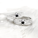 North Star Sterling Silver Ring with Black Cubic Zirconia CR182