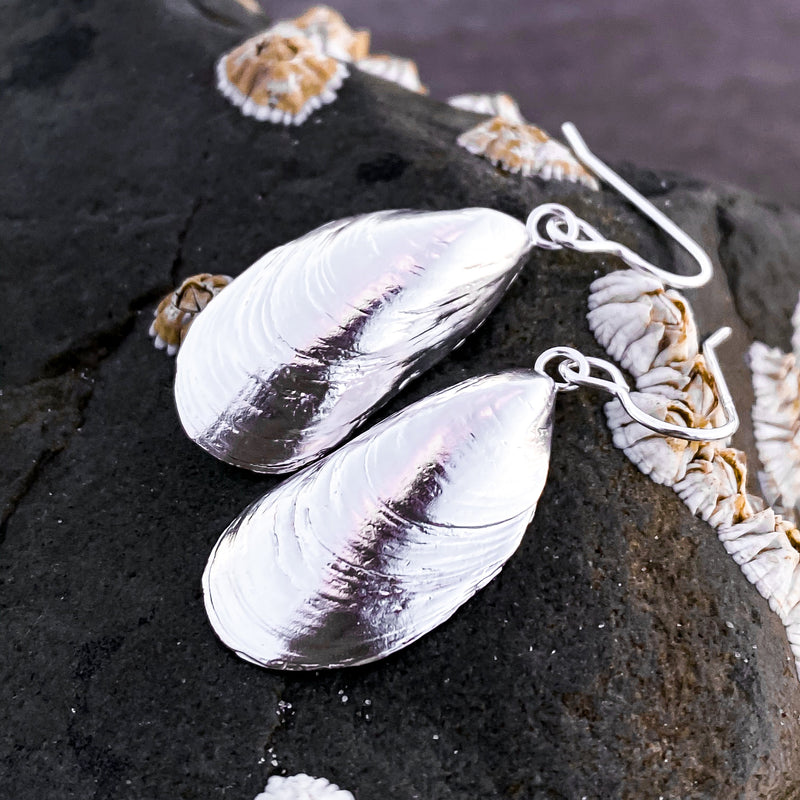 Sterling Silver Mussel Shell Earrings E2055