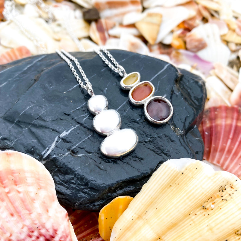 Sterling Silver Oval Balance Pebble Necklace - Fenella EP494