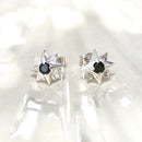 North Star Sterling Silver Stud Earrings with Black Cubic Zirconia CE468