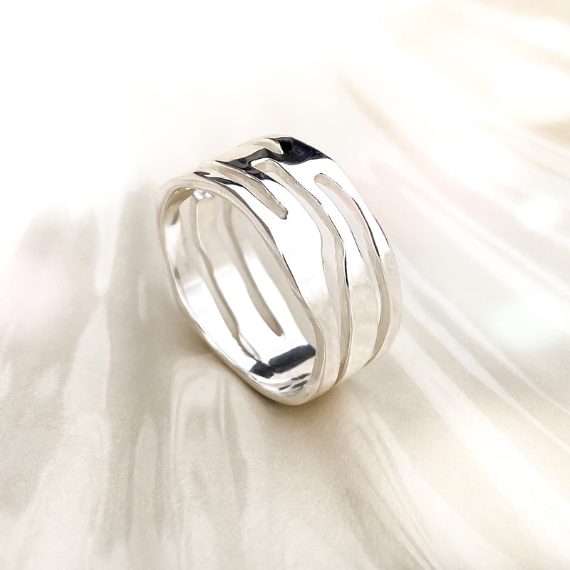 Organic Design Wide Sterling Silver Ring R432