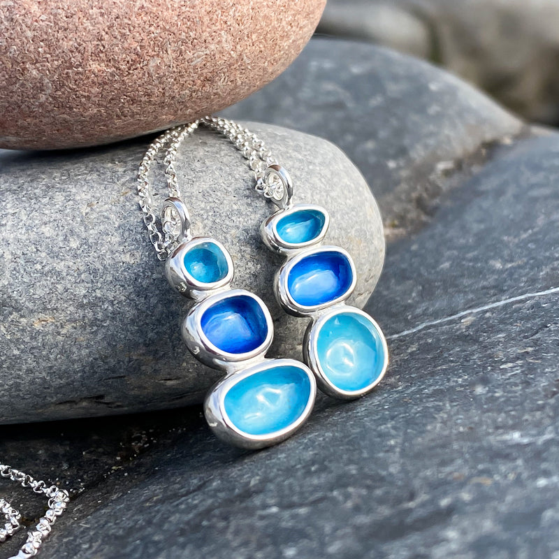 Sterling Silver Round Balance Pebble Necklace - Summer Shores EP493
