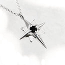 North Star Silver Pendant Necklace with Black Cubic Zirconia CP394