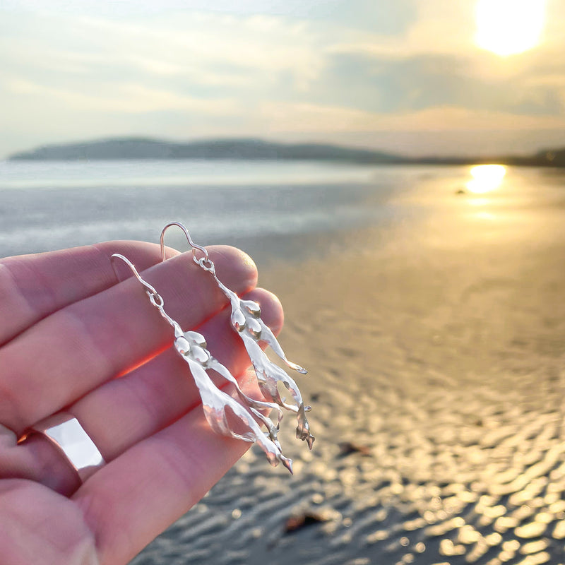 Sterling Silver Seaweed Dangle Earrings E2018